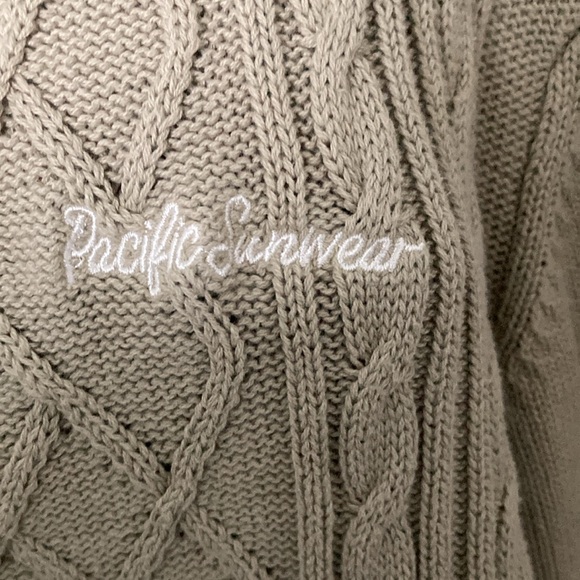 PacSun sage green unisex Edikted Tinsley Oversized Cable Knit Cardigan - Picture 2 of 4